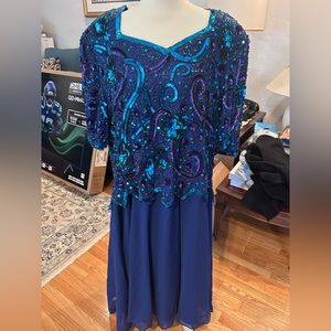 Size 3X Vintage 90s Blue and Purple Sequin Dress